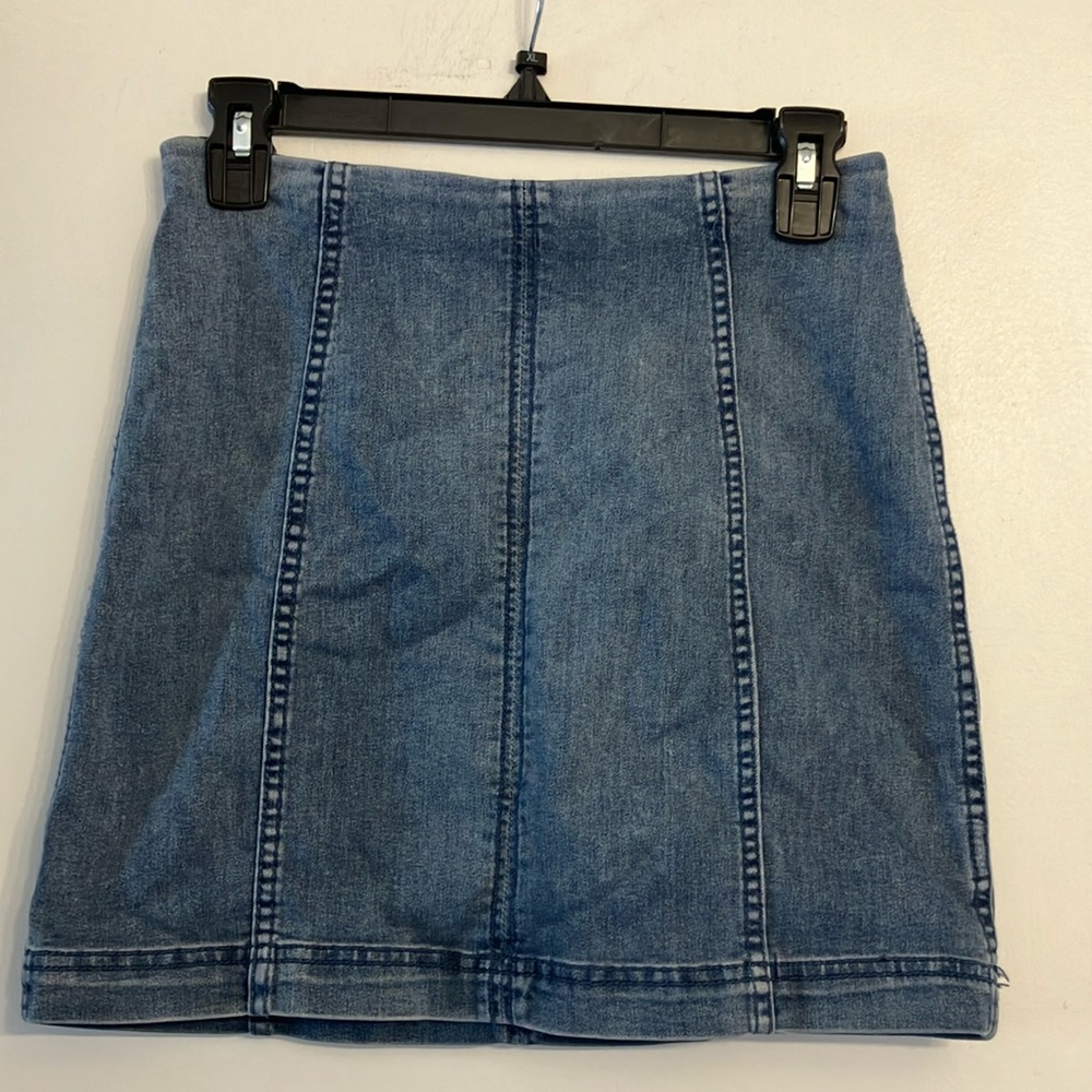 Free people denim stretch mini skirt